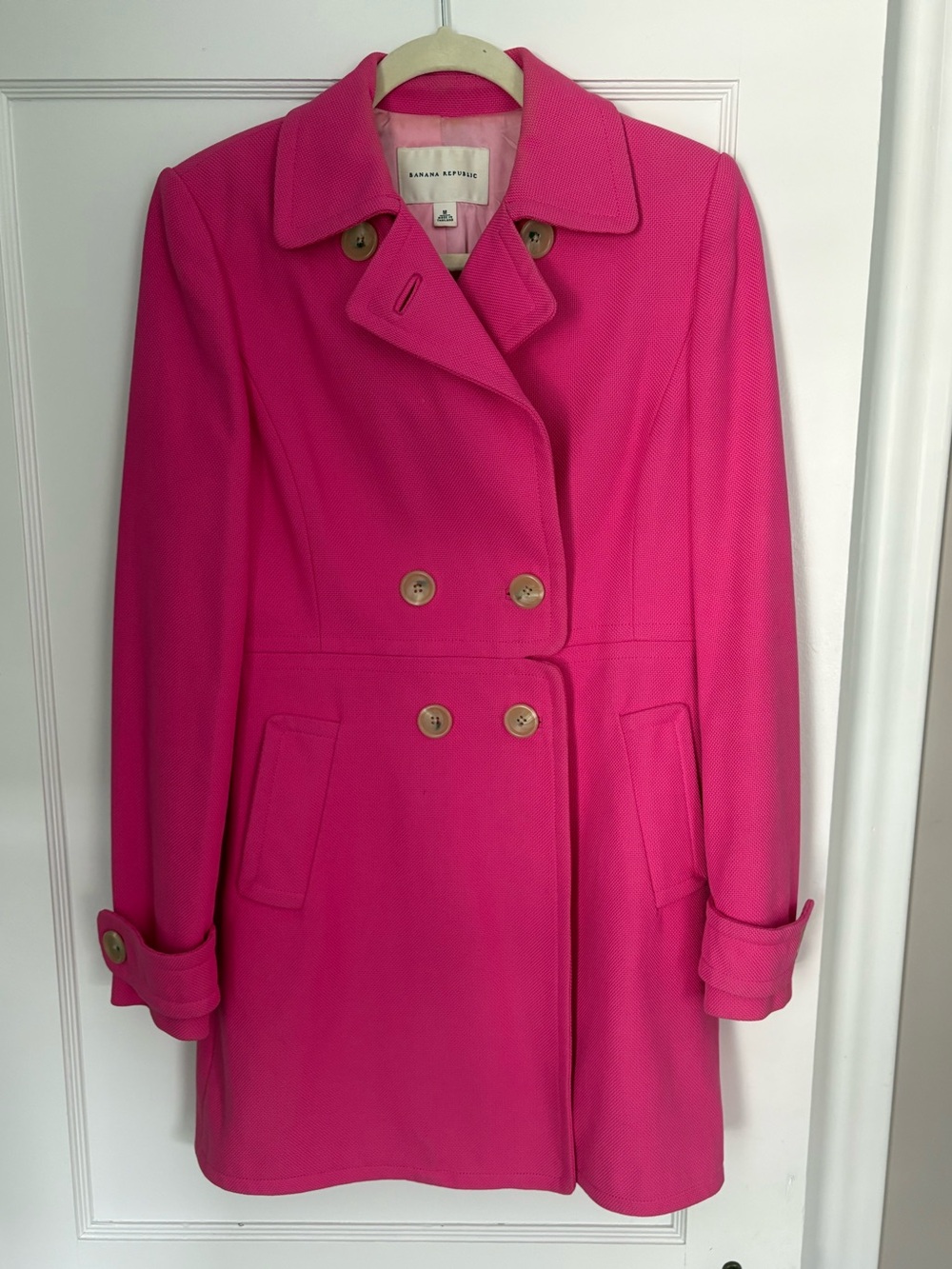 Banana Republic Women's Bright Pink Double-Breasted Trench Coat